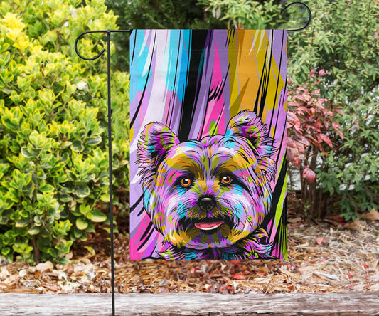 Yorkshire Terrier (Yorkie) Design Garden and House Flags - Art by Cindy Sang - 2023 Collection