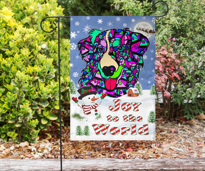 Australian Shepherd Design Seasons Greetings Garden and House Flags - Art By Cindy Sang - JillnJacks Exclusive