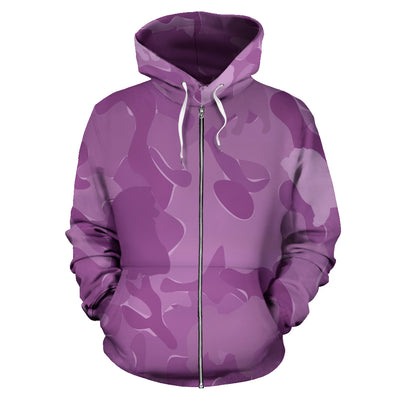 Chow Chow Design Pink Camouflage All Over Print Zip-Up Hoodies