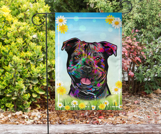 Staffordshire Bull Terrier (Staffie) Design Spring Garden And House Flags - 2023 Collection by Cindy Sang