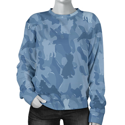 Yorkshire Terrier (Yorkie) Blue Camouflage Design Sweater For Women - JillnJacks Exclusive
