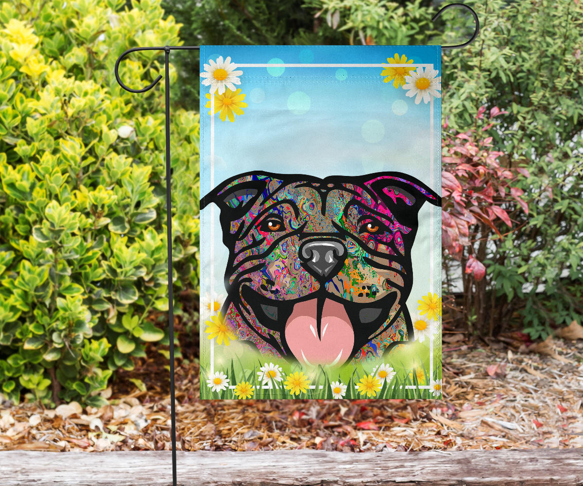 Pit Bull Design #1 Spring Garden And House Flags - 2023 Collection by Cindy Sang