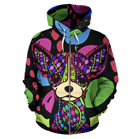 Chihuahua Design All Over Print Zip-Up Hoodies - Art By Cindy Sang - JillnJacks Exclusive