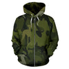 Whippet Design Green Camouflage All Over Print Zip-Up Hoodies