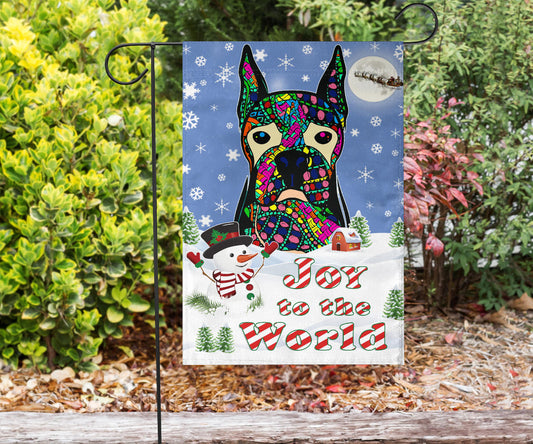 Boxer Design Seasons Greetings Garden and House Flags - Art By Cindy Sang - JillnJacks Exclusive