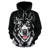 Norwegian Elkhound Design All Over Print Hoodies With Black Background