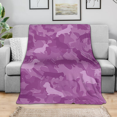 Dachshund Pink Camouflage Design Premium Blanket