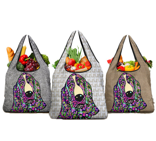 Basset Hound Design 3 Pack Grocery Bags - Arts by Cindy Sang - JillnJacks Exclusive