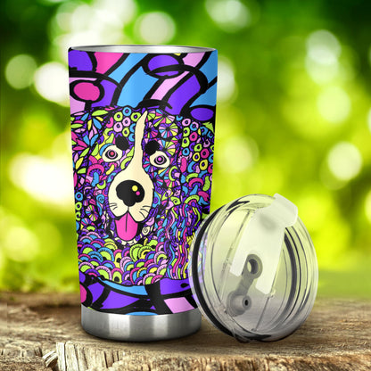 Bernese Mountain Dog Design Double-Walled Vacuum Insulated Tumblers (Colorful Back) - Art By Cindy Sang - JillnJacks Exclusive