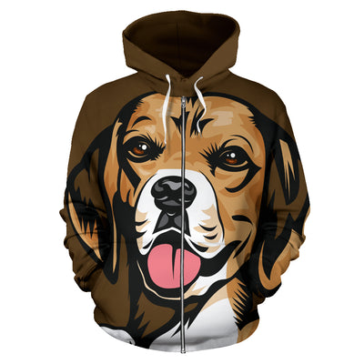 Beagle Design #2 Zip-Up Hoodies - Fur Color Background - 2022 Collection