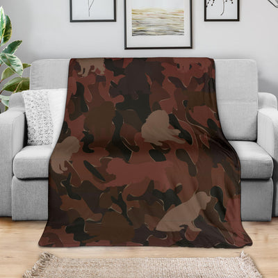 Cavalier King Charles Spaniel Maroon Camouflage Design Premium Blanket