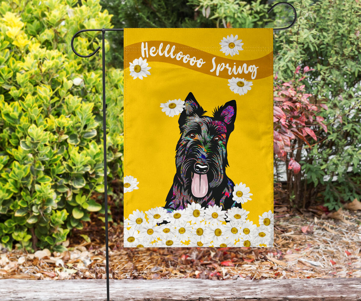 Scottish Terrier Design Hello Spring Garden and House Flags - 2023 Cindy Sang Collection