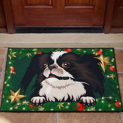 Japanese Chin Design Christmas Background Door Mats - 2022 Collection