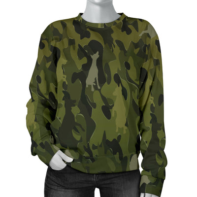 Doberman Green Camouflage Design Sweater For Women - JillnJacks Exclusive