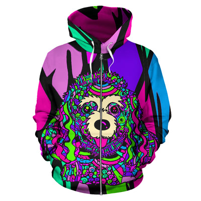Poodle Design All Over Print Zip-Up Hoodies - Art By Cindy Sang - JillnJacks Exclusive