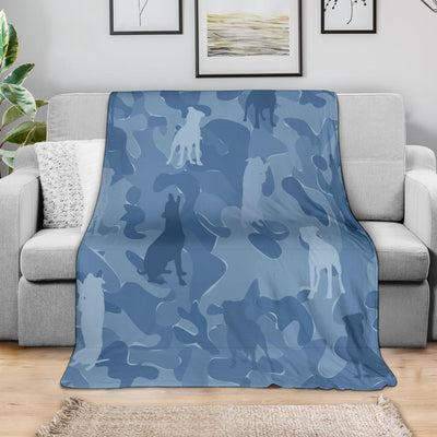 Staffordshire Terrier (Staffie) Blue Camouflage Design Premium Blanket