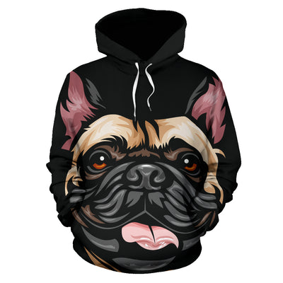 French Bulldog Design All Over Print Hoodies With Black Background