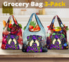 Bulldog Design 3 Pack Grocery Bags With Holiday / Christmas Print #2 - Art by Cindy Sang