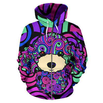 Poodle Design #2 All Over Print Zip-Up Hoodies - Art By Cindy Sang - JillnJacks Exclusive