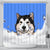 Alaskan Malamute Design Shower Curtains with Blue Back - 2022 Collection