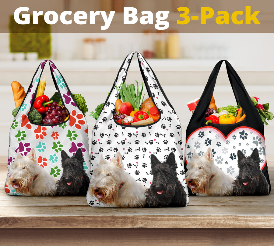Wheaton Terrier Design 3 Pack Grocery Bags - JillnJacks Exclusive