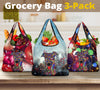 Greyhound Design 3 Pack Grocery Bags With Holiday / Christmas Print - Art by Cindy Sang