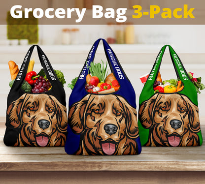 Golden Retriever Design #3 - 3 Pack Grocery Bags - 2022 Collection