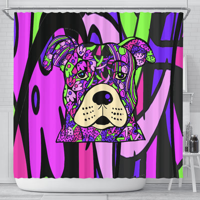 Staffordshire Terrier (Staffie) Design Shower Curtains - Art By Cindy Sang