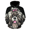 Shih Tzu Design #2 All Over Print Hoodies With Black Background