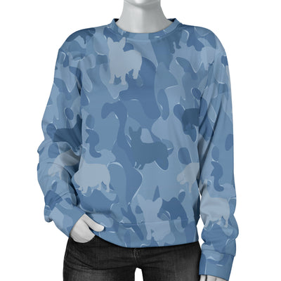 Corgi Blue Camouflage Design Sweater For Women - JillnJacks Exclusive
