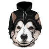 Alaskan Malamute Design All Over Print Hoodies With Black Background