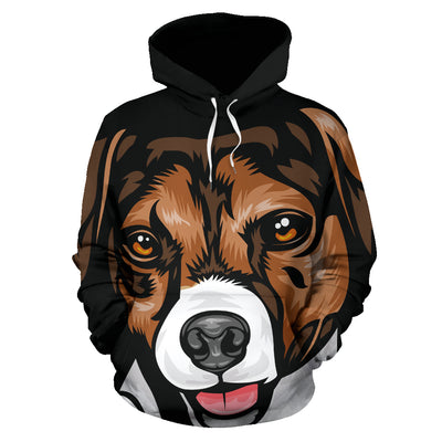 Jack Russell Terrier Design #2 All Over Print Hoodies With Black Background