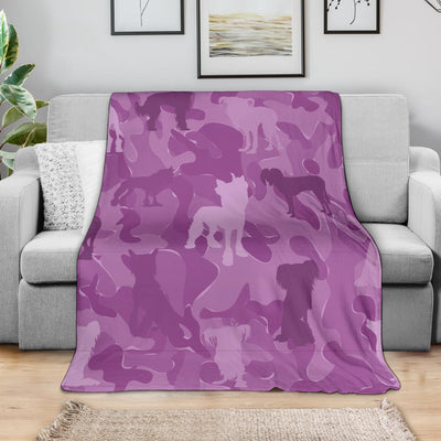 Chinese Crested Dog Pink Camouflage Design Premium Blanket