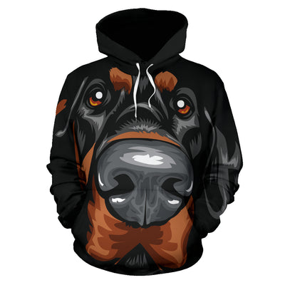 Doberman Design #2 All Over Print Hoodies With Black Background