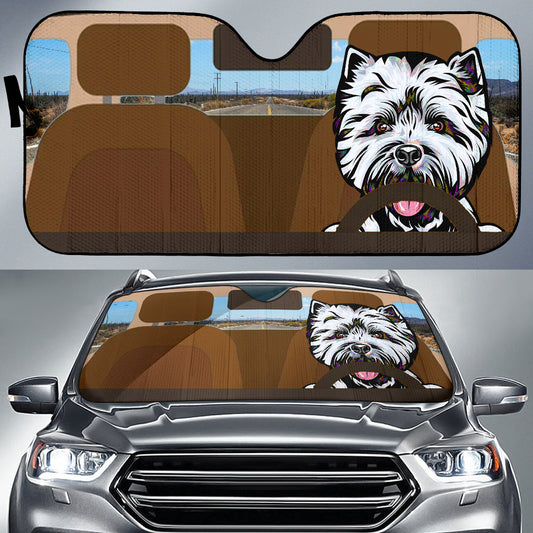 Westie Design #2 Auto Windshield Sun Shade - 2023 Collection by Cindy Sang