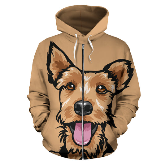 Welsh Terrier Design Zip-Up Hoodies - Fur Color Background - 2022 Collection
