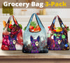 Bull Terrier Design 3 Pack Grocery Bags With Holiday / Christmas Print - Art by Cindy Sang