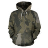 Boxer Design Light Green Camouflage All Over Print Zip-Up Hoodies