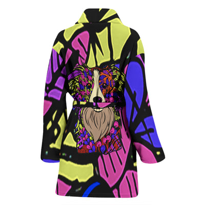 Border Collie Colored Design Bathrobes for Women - Art by Cindy Sang - JillnJacks Exclusive