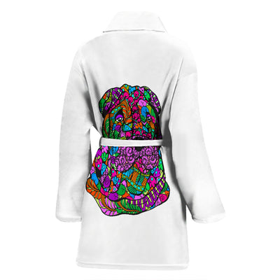 Shar Pei White Design Bathrobes for Women - Art by Cindy Sang - JillnJacks Exclusive