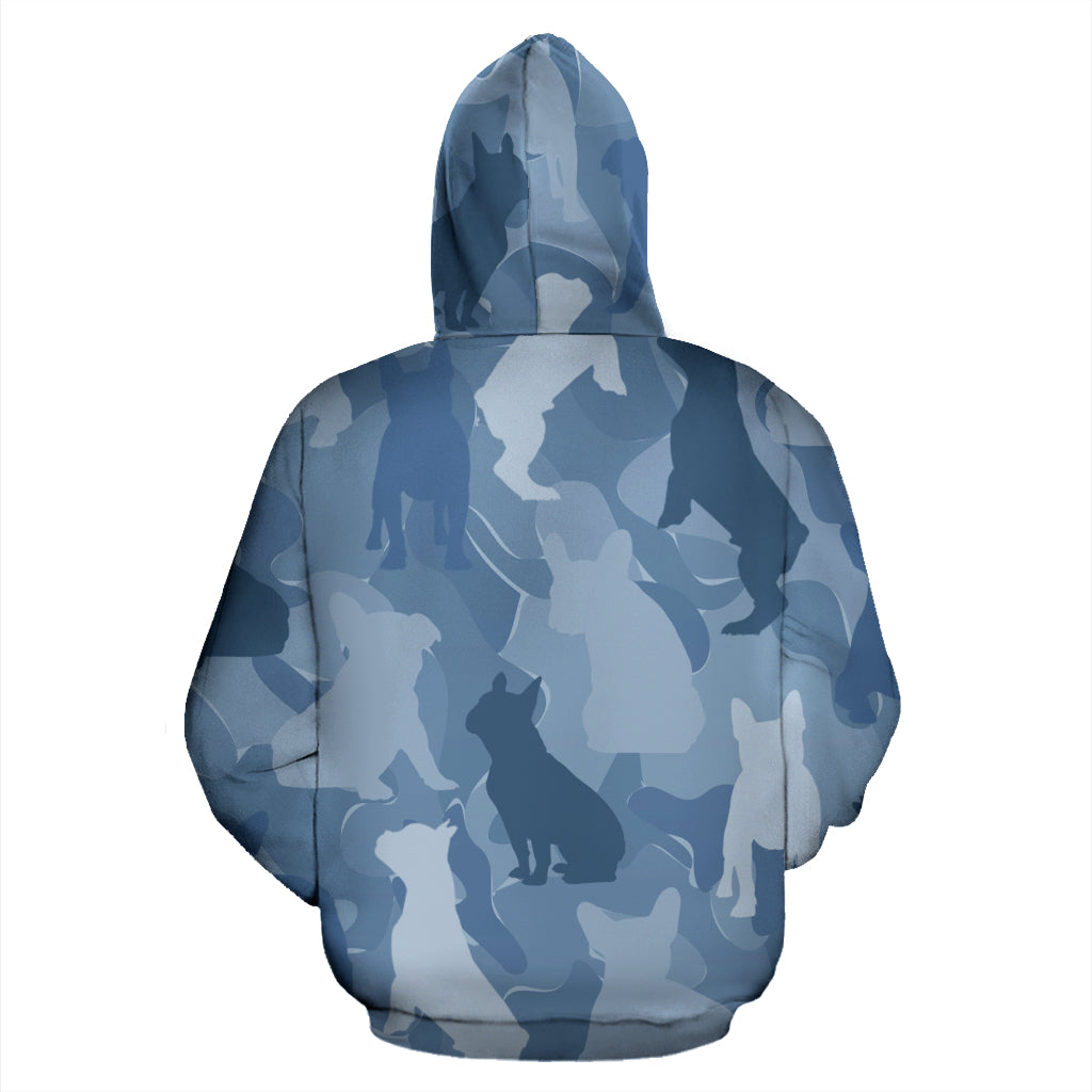 French Bulldog Light Blue All Over Print Camouflage Hoodie - JillnJacks Exclusive - Jill 'n Jacks