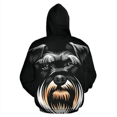 Schnauzer Design #2 All Over Print Hoodies With Black Background