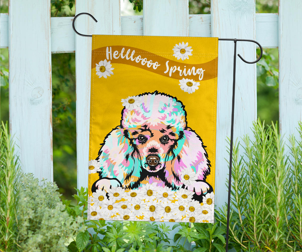 Poodle Design #3 Hello Spring Garden and House Flags - 2023 Cindy Sang Collection