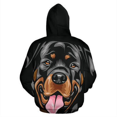 Rottweiler Design All Over Print Hoodies With Black Background