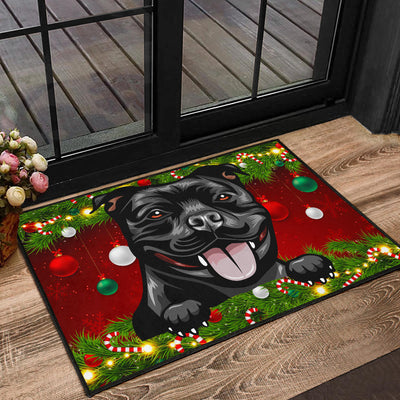 Staffordshire Bull Terrier (Staffie) Design Christmas Background Door Mats - 2022 Collection