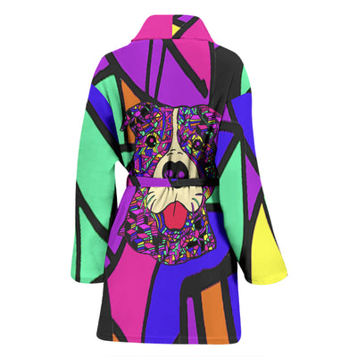 Pit Bull Colored Design Bathrobes for Women - Art by Cindy Sang - JillnJacks Exclusive
