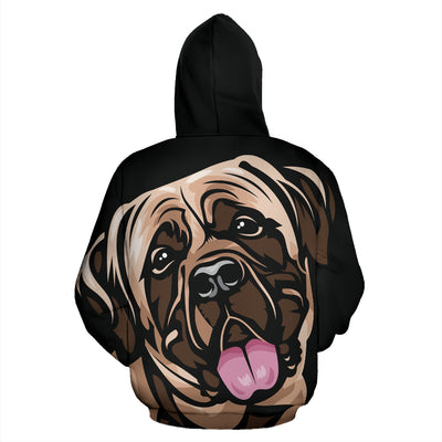 Mastiff Design #3 All Over Print Hoodies With Black Background