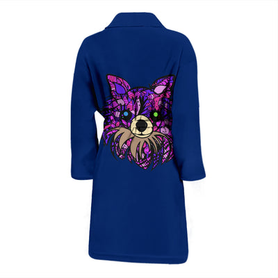 Long Haired Chihuahua Blue Design Bathrobes for Men - Art by Cindy Sang - JillnJacks Exclusive