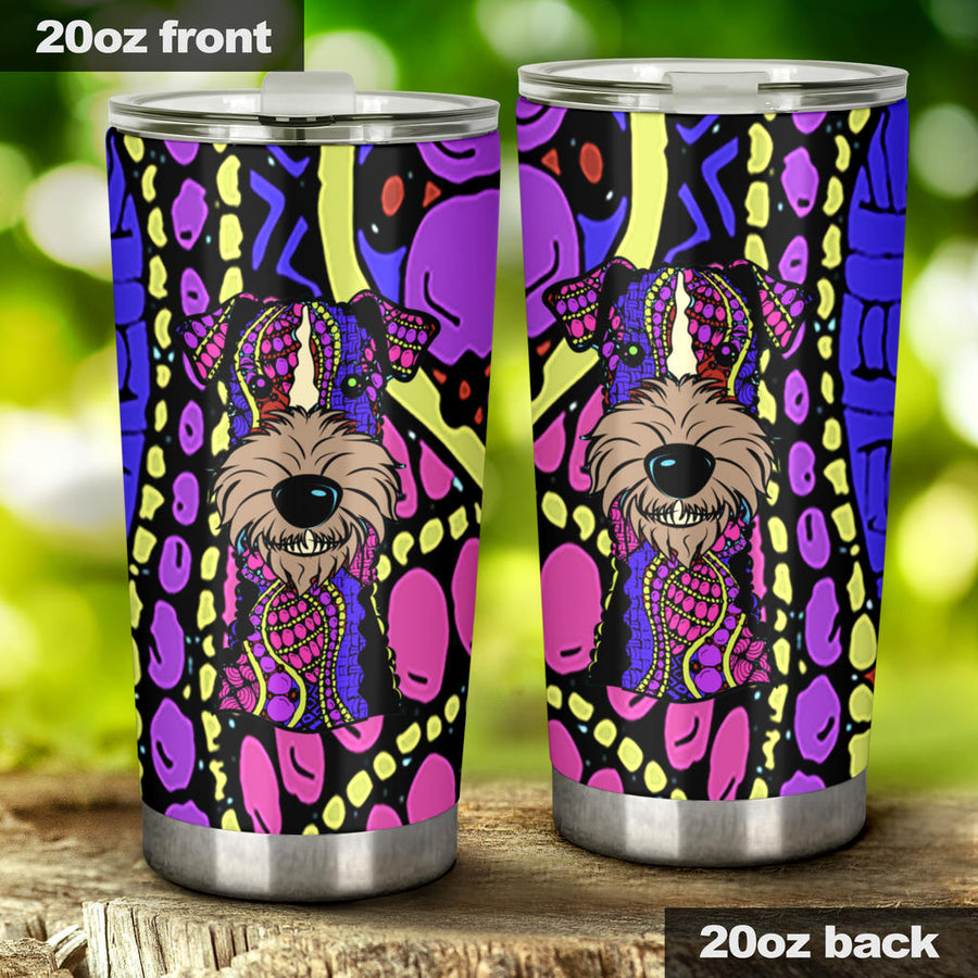 Schnauzer Design Double-Walled Vacuum Insulated Tumblers (Colorful Back) - Art By Cindy Sang - JillnJacks Exclusive