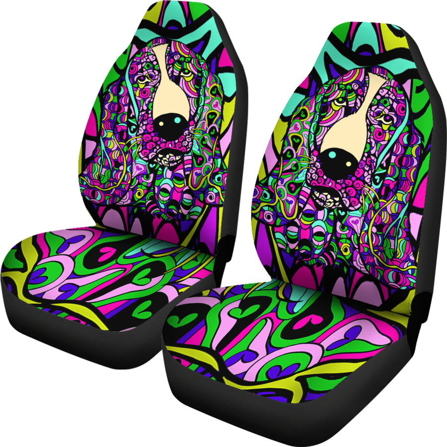 Basset Hound Design Car Seat Covers - Art by Cindy Sang - JillnJacks Exclusive